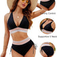 👙Hot Verkoop 49% Korting💃 Hoge Taille Buik Controle Kleur Blok De Bikini Inzetten