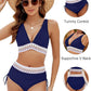 👙Hot Verkoop 49% Korting💃 Hoge Taille Buik Controle Kleur Blok De Bikini Inzetten