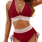 👙Hot Verkoop 49% Korting💃 Hoge Taille Buik Controle Kleur Blok De Bikini Inzetten