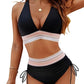 👙Hot Verkoop 49% Korting💃 Hoge Taille Buik Controle Kleur Blok De Bikini Inzetten