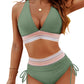 👙Hot Verkoop 49% Korting💃 Hoge Taille Buik Controle Kleur Blok De Bikini Inzetten