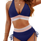 👙Hot Verkoop 49% Korting💃 Hoge Taille Buik Controle Kleur Blok De Bikini Inzetten