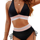 👙Hot Verkoop 49% Korting💃 Hoge Taille Buik Controle Kleur Blok De Bikini Inzetten
