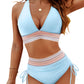 👙Hot Verkoop 49% Korting💃 Hoge Taille Buik Controle Kleur Blok De Bikini Inzetten